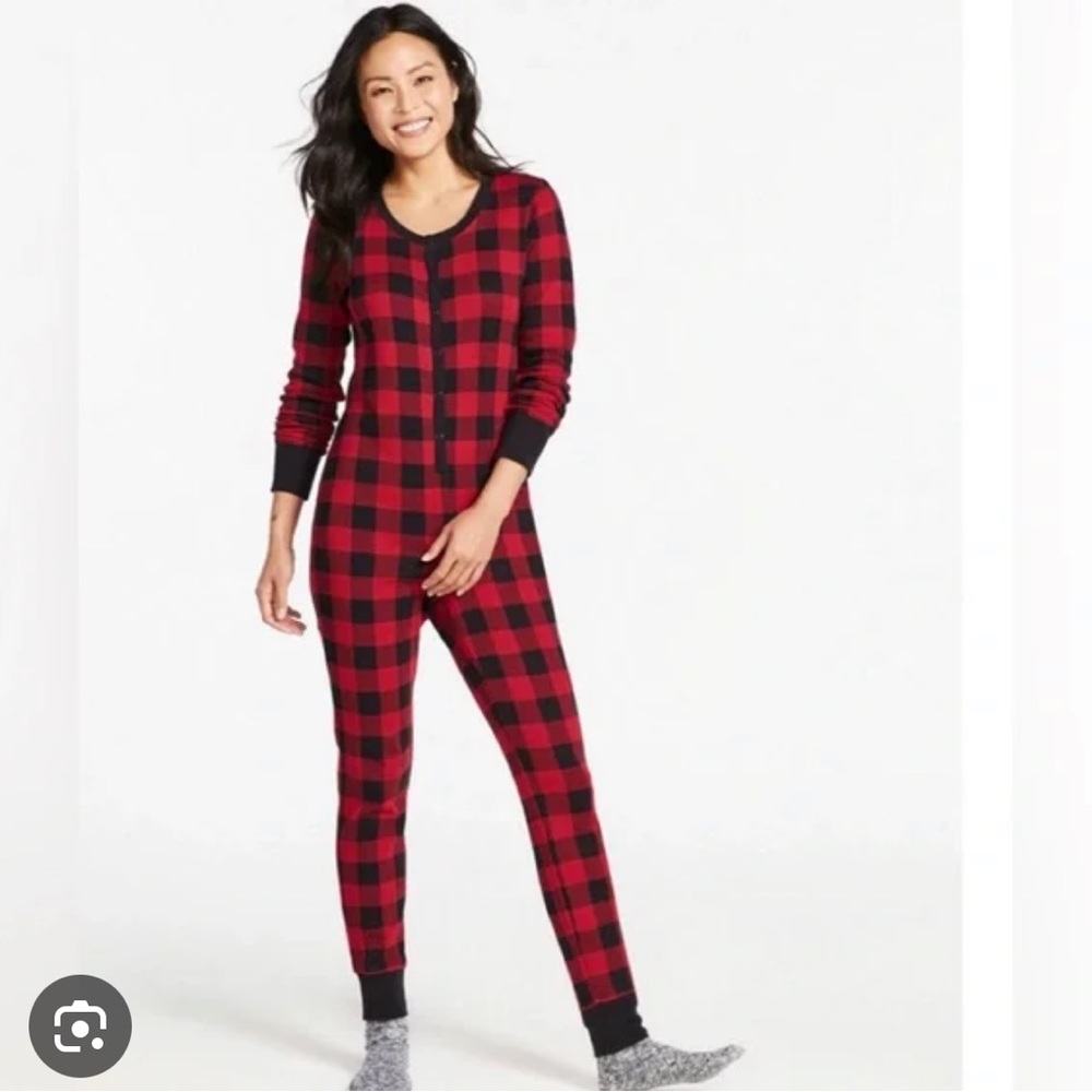L.L. Bean Red and Black Checkered Pajama Suit